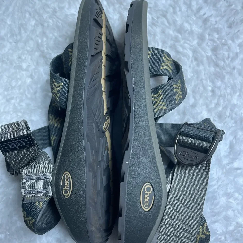 Men Chaco gray and khaki ZCloud straps sandals size 12